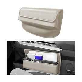 Norkmdi Car Seat Gap Filler Organizer, Leather Vehicle Side Seat Gap Storage Box with Lid for Phone Key Card, L-Capacity Auto Interior Organization, Universal for SUV Sedan Truck (Gray)