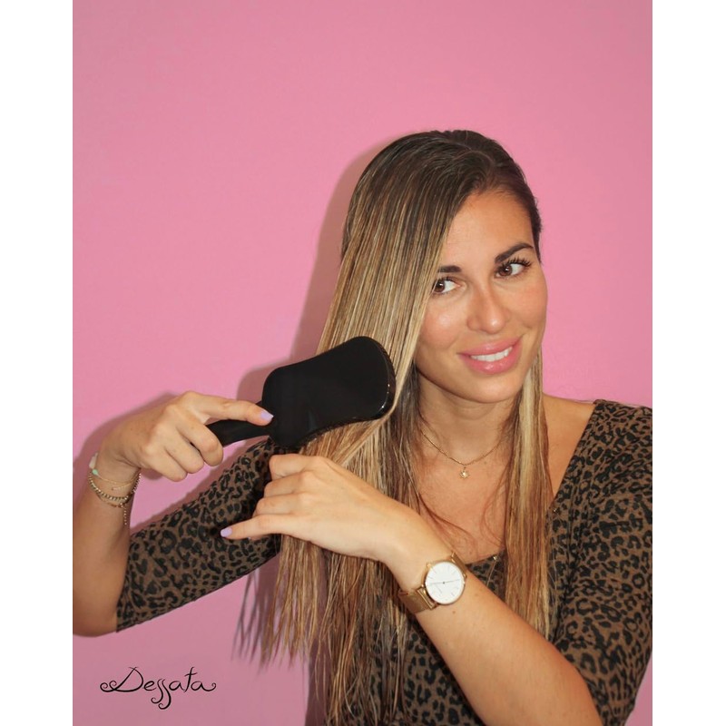DESSATA Detangling Anti-Tangle Hair Brush with Handle Black