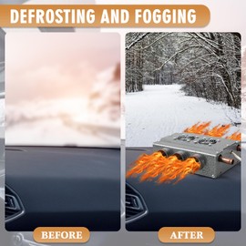 Therwen 12V Universal Car Auxiliary Heater - Windscreen Demister & Defroster - Compact Underdash Heater Kit for Suv Utv Camper - Winter Automotive Air Conditioner for Heating & Defrosting(6 Ports)