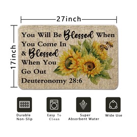 QIONG MENG Door Mat Welcome Mat Outdoor Outside Entrance Rug Bless This Home Doormat Floor Front Door Porch Mats We are Covered Psalm 91 Door Mat 17 x 27 Inch for Religious Gifts