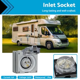 MAX COOL 15A/3Pin Power Inlet Suitable for Caravan Motor Home RV 250V Electrical Socket Camper Inlet Socket Accessories