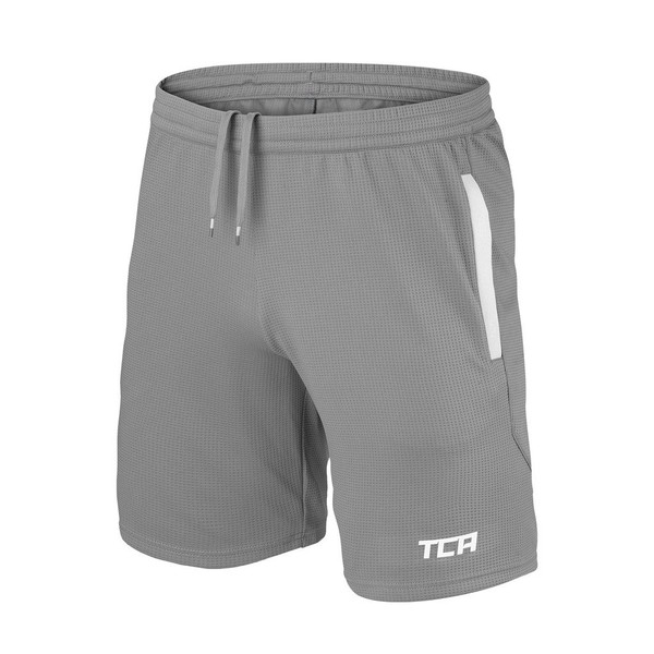TCA Aeron Men's Sport/Running Shorts with Pockets, Grey / White