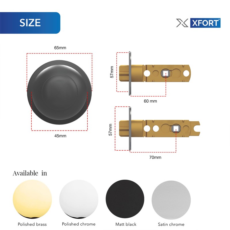 XFORT Bello Passage Knob Set Polished Brass, Door Knob for