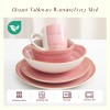 16pc Pink Irregular Sonoma Ceramic Stoneware Dinnerware Set Elegant Partical