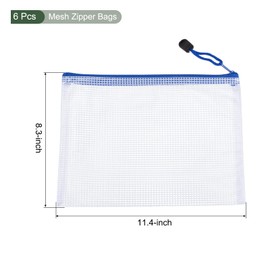 YOKIVE 6 Pack Mesh Zipper Bags, B5 Mesh File Pockets | Plastic Document Pouch, Great for Office Appliances Travel Storage(White)