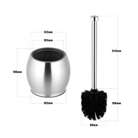 MaxDoux Toilet Brush, No Drilling Toilet Brush, 304 Stainless Steel, Toilet Brush Holder, Toilet Brush Set, Includes Replacement Brush (Black)