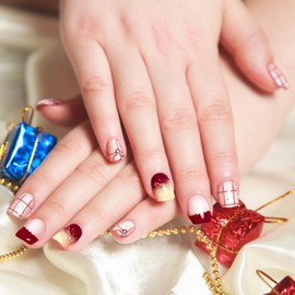 SEMINCA Semi Cured Gel Nail Strips-Salon Quality Semi-Cured Gel Press On Nails Stickers Strengthening Quick DIY Nail Art Manicure Kits for Women at Home 14-Day Wear(Bow Ballet)