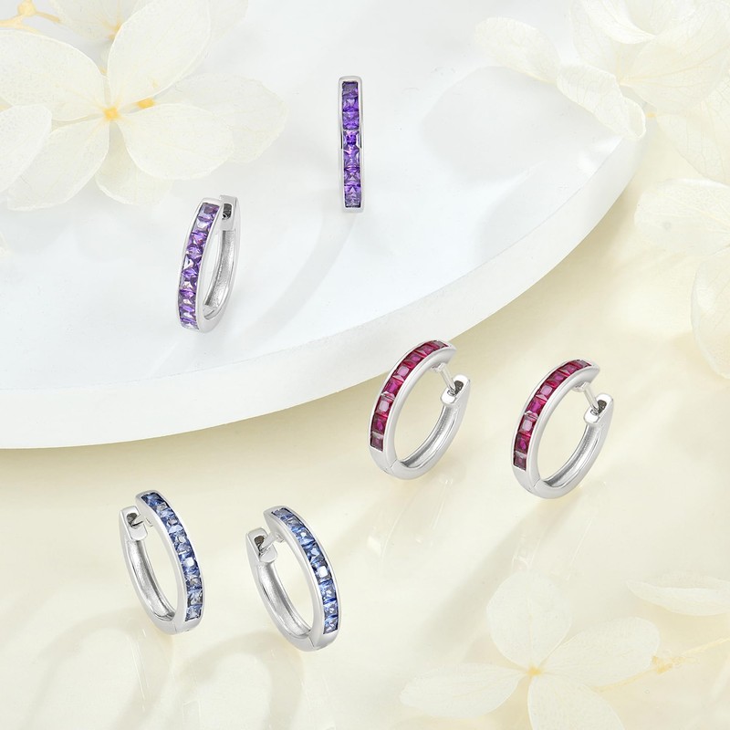 JIWOY Hoop Earrings 925 Sterling Silver Round Huggie Earring Created