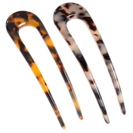 2 Pack French Hair Pin U Shaped Fork Updo Chignon Hairpins for Women