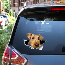 TIZIKJ Autoaufkleber Airedale Terrier Aufkleber 15cm(5.9 Inch) Braun Airedale Terrier Reflektierende Aufkleber 3D Zerrissen Autoaufkleber Brown Airedale Terrier Car Sticker Hund Personalisieren Lustig Dekor