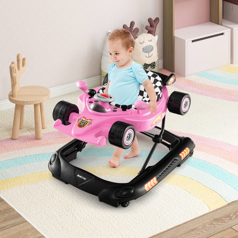 Honeyjoy 4-in-1 Foldable Baby Walker w/ 3-Level Adjustable Height Detachable