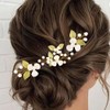 Campsis Wedding Bridal Hair Pins, Gold Pearl Flower Hair Piece,