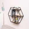 Synovana Industrial Style Hexagon-Shaped Wall Shelves, 3 Tier Decorative Floating