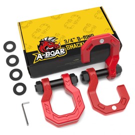 A-BOAR 3/4" D-Ring Shackles, Heavy Duty Forged Steel Shackles with 7/8" Pin, Easy Open D-Ring Shackles Towing Winch Hooks for Recovery, Trucks, SUV, ATV, UTV, Off-Road Vehicles, Red Red