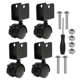 PATIKIL 1" Swivel Caster with 7/9" U Bracket, 4 Pack 360° Rotation Swivel No Noise Wheel with Brake Total 33 Lbs Locking Caster for Furniture Legs