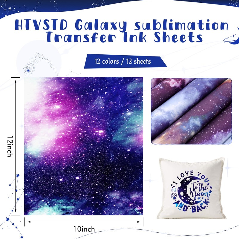 HTVSTD Galaxy Sublimation Transfer Ink Sheets- 12 Pcs 12" x