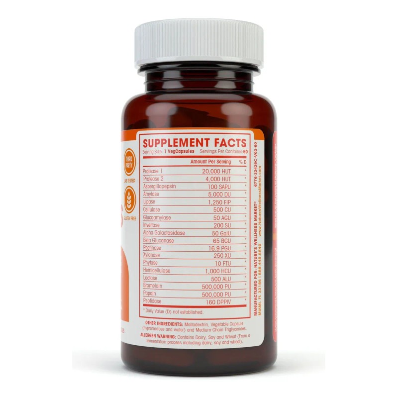 Natures Wellness Enzimas Digestivas Completas 60 Cápsulas