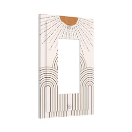 WUYOCHA Decorative Outlet Covers Mid Century Gold Sun Minimalist Arch Line Castle 1 Gang Single Decora GFCI Device Light Switch Covers Plate 1 Rocker Wall Plate Jumbo Switch Cover Plate