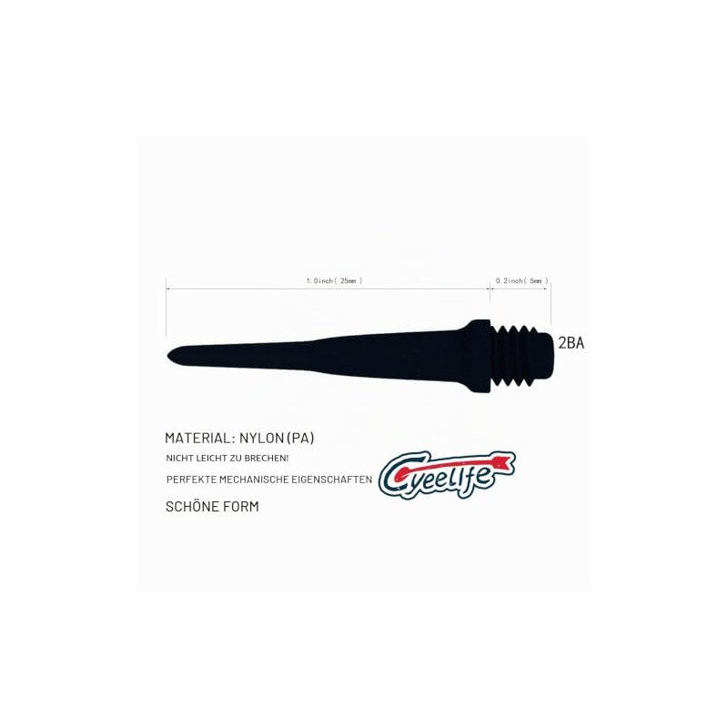 Cyeelife Professional Dart Tips Black 50pcs Sports 2BA Black (CL11