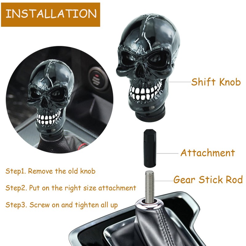 Temzzer Gear Shift Knob Skull Funny Car Shifter Handle Resin