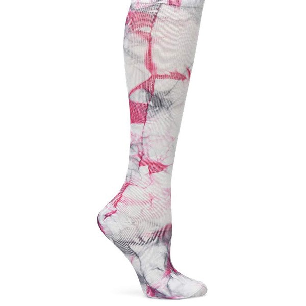 Nurse Mates Calf Socks | 12-14 mmHg Compression | Superior Support & Comfort | 1 Pair | Pink Grey Tie Dye