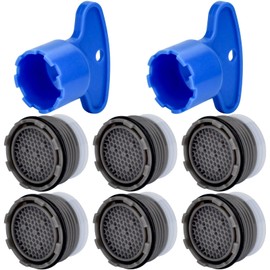 6 Pieces Faucet Cache Aerators with Faucet Aerator Removal Tool 16.5 mm Water Saving Flow Restrictor Set Replacement Part for Bathroom or Kitchen