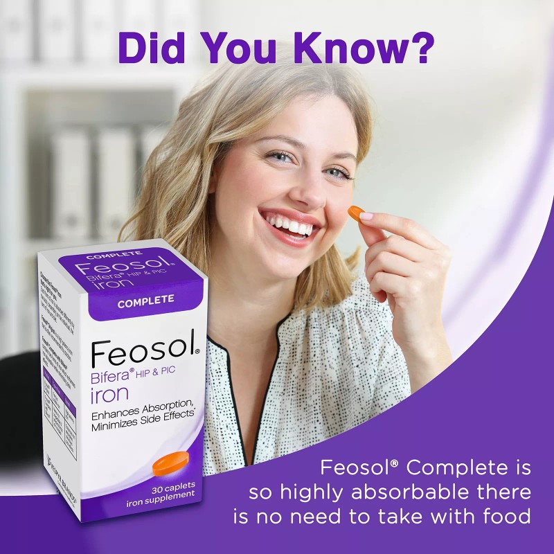 Feosol Complete Iron Supplements 30 Count High Absorption For Adults