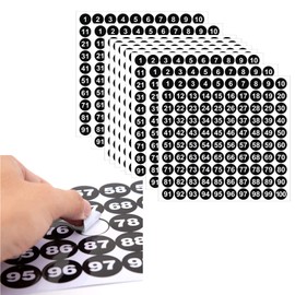 NAYAGOGO 10 Sheets Small Number Stickers, 10 Sets of 1-100 Round Numbers Stickers Waterproof Labels for Sorting, Organizing, Storage Boxes, Lockers, Office&School Supplies (Black, 0.4 Inch)
