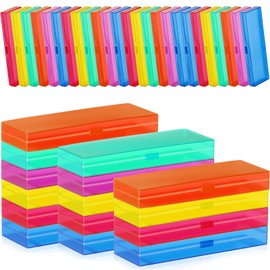 Fainne 36 Pcs Plastic Pencil Case Bulk Plastic Pencil Boxes Frosted Pens Holder with Hinged Lid and Snap Closure for Stationery Organizer School Office (Mixed Color)