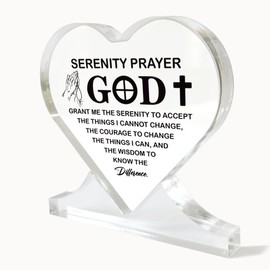 Serenity Prayer Acrylic Heart Sign, Acrylic Christian Gifts, Inspirational Scripture Gifts, Heart Acrylic Plaque Signs, Religious Gifts for Women Men, Acrylic Heart Gift, Acrylic Table Centerpieces