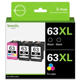 63XL Ink Cartridge Combo Pack (3 Pack, 2Black/1Tricolor) Compatible Ink Cartridges Replacement for HP 63 63XL Ink Cartridges for Envy 4520 4512 4655 Officejet 3830 4650 Deskjet 3630 1110 Printer