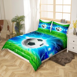 Manfei Kids Football Kids Duvet Cover Set Twin Size, American Soccer Comforter Cover with 1 Pillowcase, Sports Gaming Theme Bedding Set for Boys Girls Teens Lightweight Bedspread Cover,No Comforter