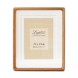 LAUBO2 Wooden 11x14 Picture Frame Matted to 8x10 / 5x7, Natural Teak Wood Frame, Pine Wood Back Panel