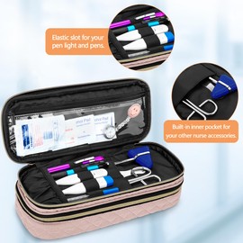 Damero Damero Double Layer Stethoscope Case Compatible with 3M Littmann/ADC/Omron Stethoscope, Stethoscope Carrying Case Travel Bag for Nurse Accessories, Misty Rose