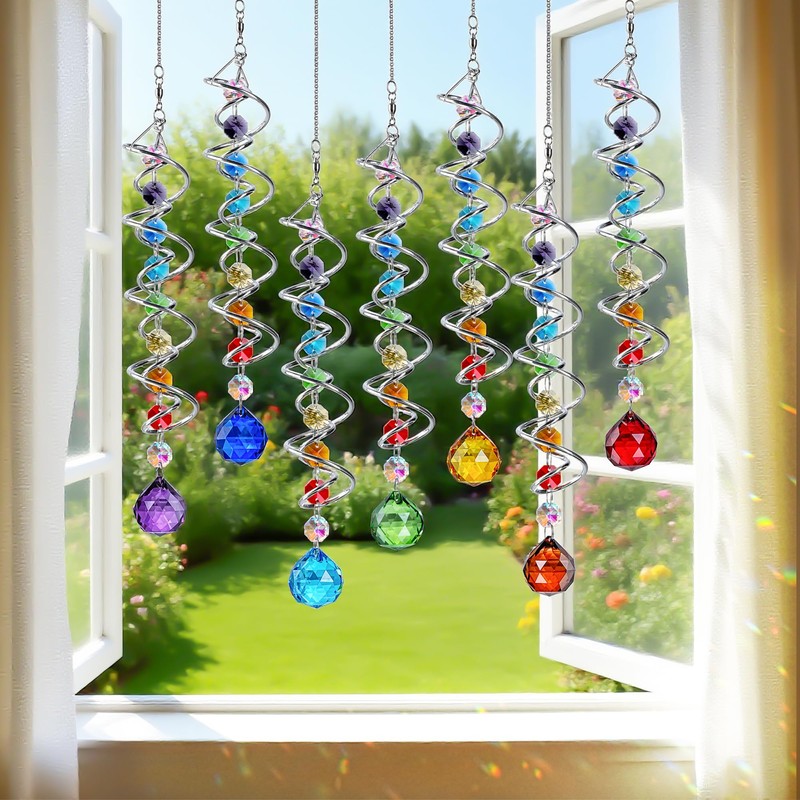 H&D HYALINE & DORA 7 Pack Crystal Suncatchers for Windows