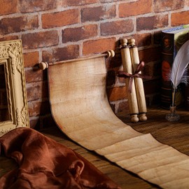 Epakh 2 Pack Blank Paper Scrolls 9 x 72 Inches Wrapped on Wood Rod for Writing, Drawing, Calligraphy, Wedding Vows, Cosplay Prop, Renaissance Festivals, Tabletop Role Playing Game(Old Color)