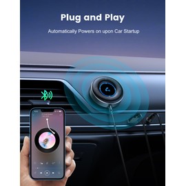 Rolgno Car Bluetooth AUX Adapter, [Plug and Play] Bluetooth 5.3 Receiver with 3.5mm AUX Jack, Supports Hands-Free Calls, Dual Connection, HI-FI Music, Fit for Home Stereo/Speakers/Wired Headphones