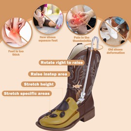 Exshoiu Shoe Boot Stretcher for Cowboy Boots, Boot Expander for Women Thick Feet, Adjustable Boot Instep Stretcher Height