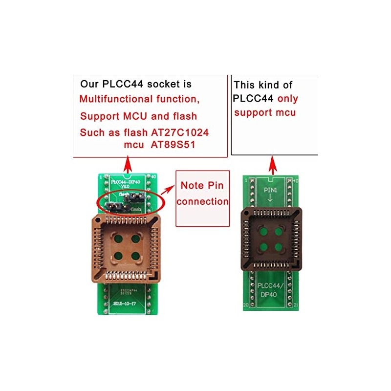 PLCC44 to DIP40 Programmer Adapter Socket Support MCU Flash and