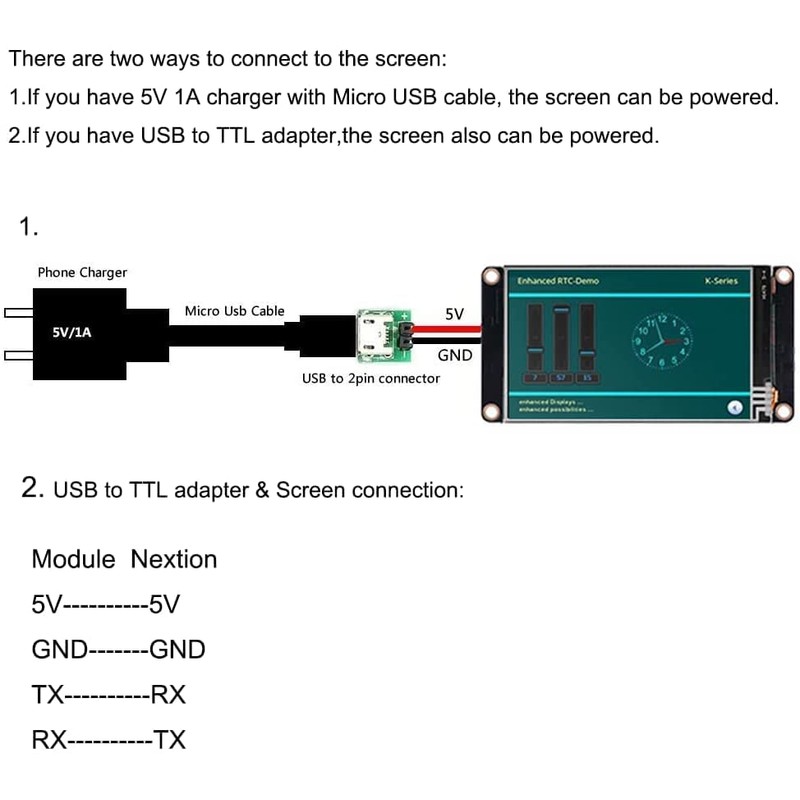 Ferwooh English Nextion Enhanced 2.8'' HMI USART UART Serial TFT
