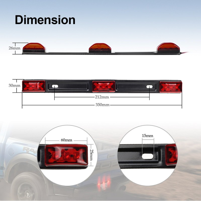 Partsam Red Clearance ID BAR Marker Light 3 Light 9