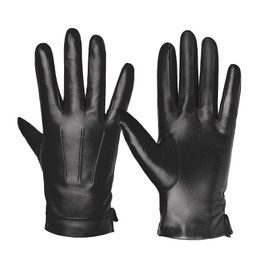 Harssidanzar Leather Gloves Mens Sheepskin,No-Touchscreen Leather Gloves Warm Cashmere Lined SM052CA,Black, size XL