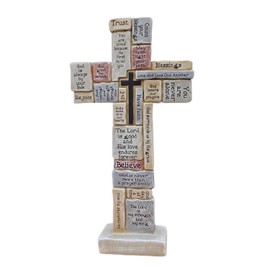 SXSZZXL Cross Statue with Encouraging Words 12 Inch Table Inspirational Cross Figurine for Christian Home Decor Gifts