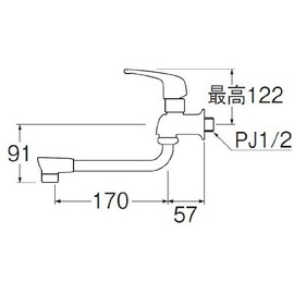 SANEI A1071-13 Single Freedom Faucet Lever Handle Top and Bottom Opening