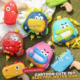 Rechargeable Electric Water Gun, Summer Leakproof Large Capacity Cartoon Water Toy with PVC Backpack