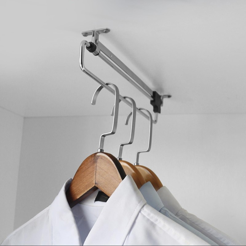 VILLCASE Adjustable Closet Rod, Retractable Closet Pull Out Rod Wardrobe
