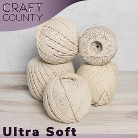 Craft County - Cuerda de algodón de macramé natural para tejer, bricolaje y colgar en la pared, color rosa claro, 5 mm (50 metros)