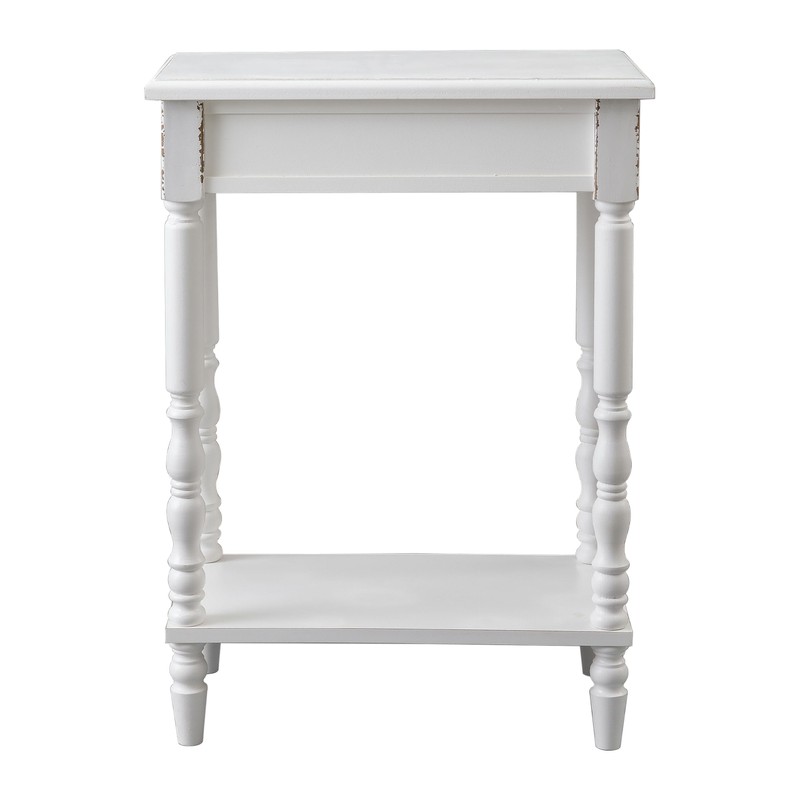 SOFE White Wood End Table, Modern Living Room Side Table,