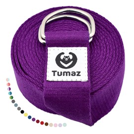 Tumaz Yoga Strap/Stretch Bands [15+ Colors, 6/8/10 Feet Options] with Extra Safe Adjustable D-Ring Buckle, Durable and Comfy Delicate Texture - Best for Daily Stretching, Physical Therapy, Fitness