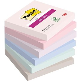 Post-it Post-it Super Sticky Notes Soulful Collection - 6 Blöcken, 90 Blatt pro Block, 76 mm x 76 mm, Pink, Lila, Grün, Grau, Blau - Extra-stark klebende Notizzettel für Notizen, To-Do-Listen und Erinnerungen